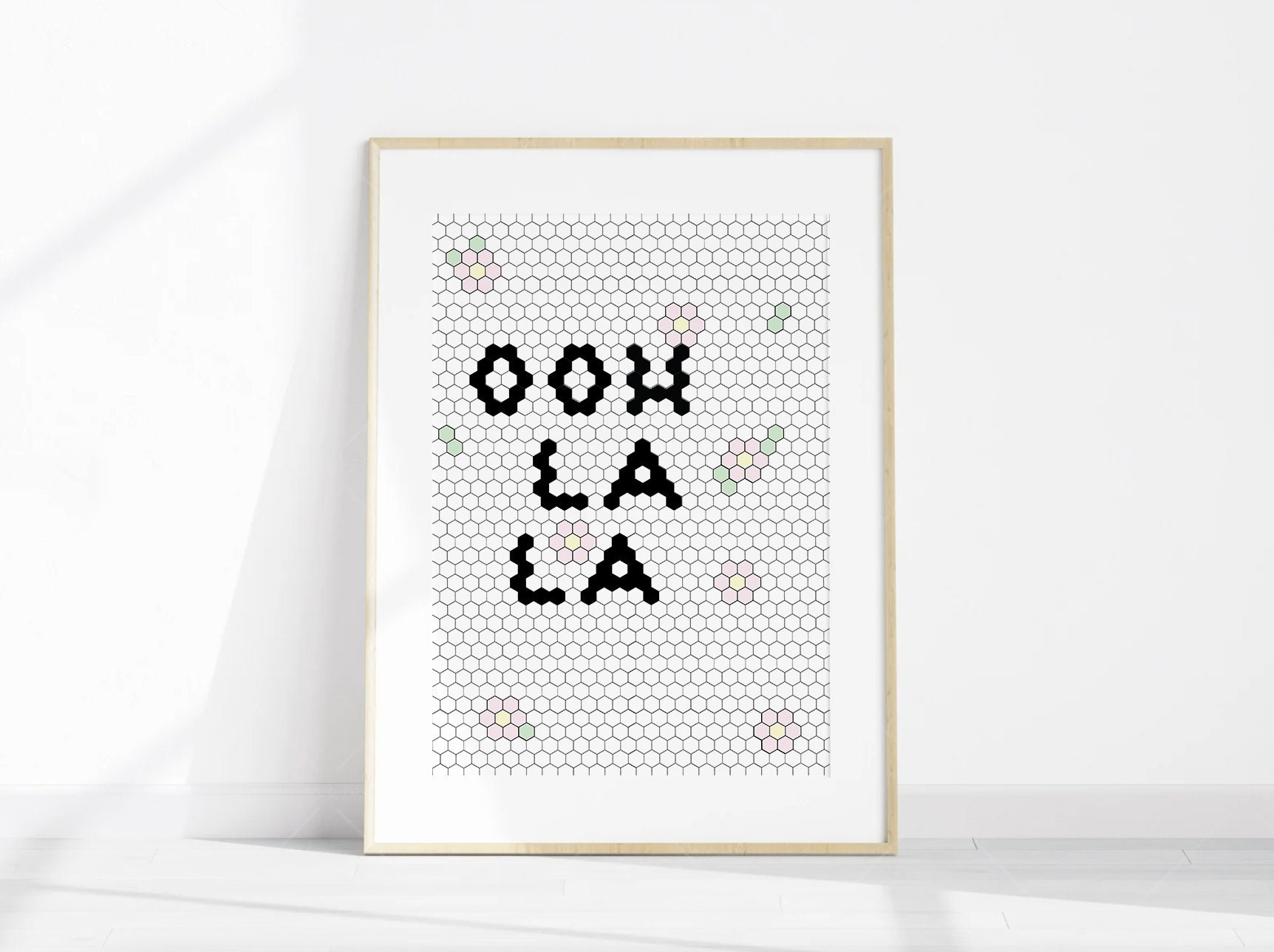 Oh La La Hexagon Tile Wall Art Print With Pink Yellow Flowers FANCY TILE  SERIES, Pastel Poster mult Sizes Avail No White Border - Etsy