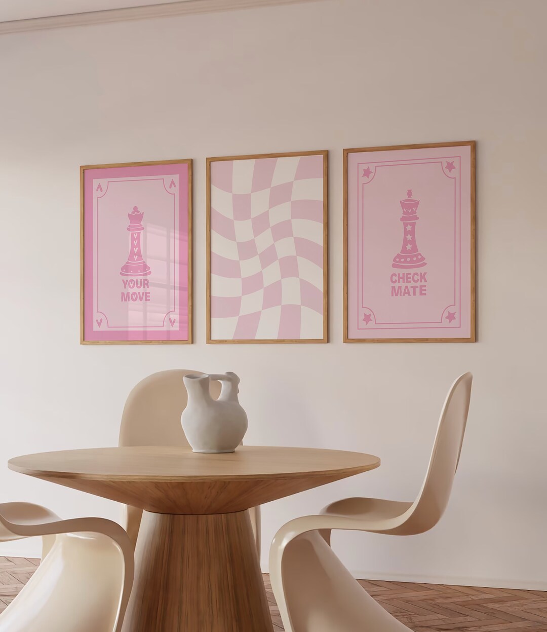 Set of 3 | Pastel Aesthetic Chess Pieces & Checkered | Digital Art ...