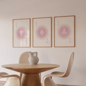 Set of 3 Playing Card Pastel Gradient Wall Art Print *YOUR MOVE SERIES* Pink Orange Gradient Digital Download Print