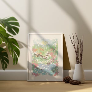 Abstract Pastel Matisse Inspired | Digital Printable Wall Art | Calm Pond Lake Landscape | 1 of 2 of a set