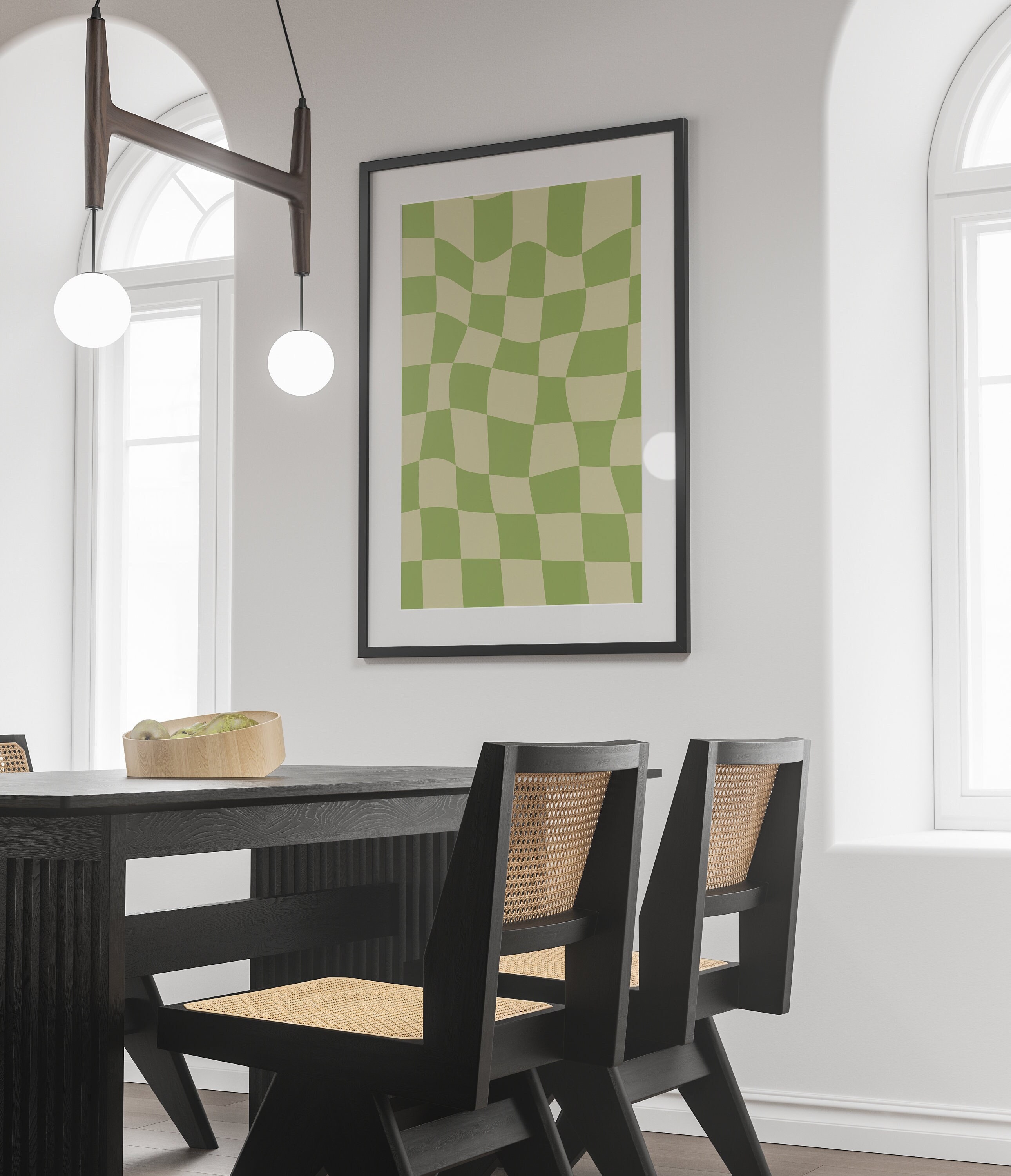 Affiche à Carreaux Ondulée Verte | Moyenne Pas de Bordure Blanche