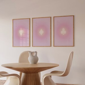 Set of 3 Playing Card Pastel Gradient Wall Art Print *YOUR MOVE SERIES* Pink Gradient Digital Download Print for Pink Girly Dorm Room