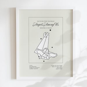 Angels Cherubs Printable Wall Art &quot;ANGELS AMONG US&quot; Thinking Cherub for Angel Numbers