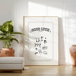Plakat Good Luck Charms Wall Art Print *SERIA GOODLUCK ENERGY*, Kolorowa, monotonna, cyfrowa galeria sztuki Pobierz wydruk