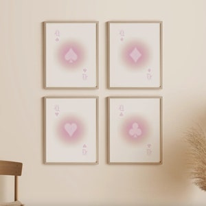 Set of 4 Playing Card Pastel Gradient Wall Art Print *YOUR MOVE SERIES* Pink Orange Gradient Digital Download Print