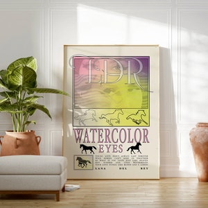 Fan Art Lana Del Rey Inspired Wall Art Print with Lyrics *Watercolor Eyes* The Lana Cult Digital Download Print- Yandava