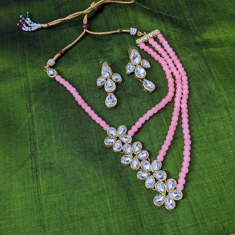 Kundan Necklace Earrings Set,bridal Bollywood Wedding Necklace Earrings