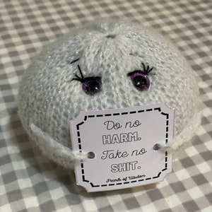 Tarjeta de cotización imprimible para juguete de ganchillo apoyo emocional patata crochet peluche pepinillo juguete cita motivacional regalo patrón de máquina de tejer
