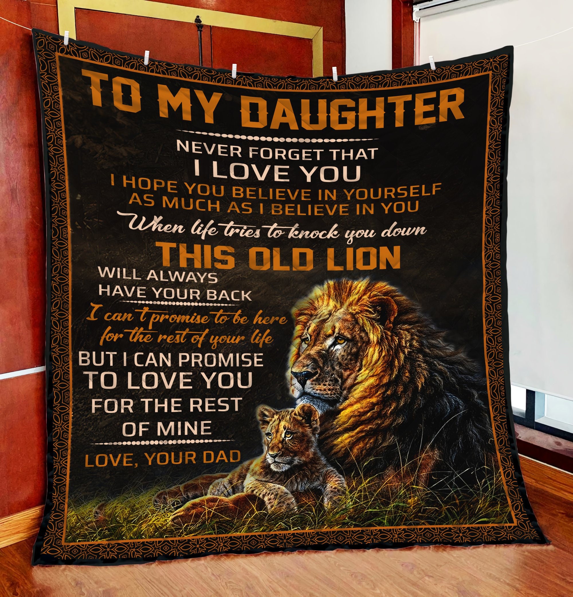 To My Daughter I Love You Old Lion Dad 3D Quilt And Blanket Etsy
