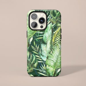 Tropical Jungle Green Botanical— iPhone 15 Case, iPhone 13 Pro Case, iPhone 14 Case, iPhone 15 Pro Max, Samsung Galaxy S23, Galaxy S22 Case