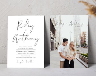 Ivory Minimalist Wedding Invitation Template Set | Editable Modern Wedding Invite | Digital Boho Wedding Invitation | Wedding Invite - Lily