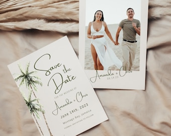 Palm Tree Destination Wedding Save the Date Template | Tropical Save the Date | Boho Save The Date | Save The Date Card | Instant Download