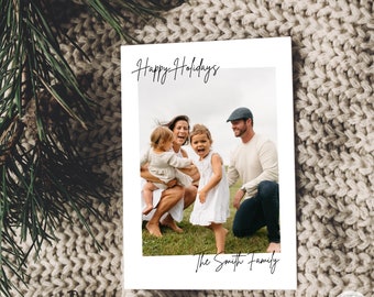 Minimalist Holiday Card Template | Simple Photo Christmas Card Template | Modern Christmas Card | Christmas Photo Card | Instant Download