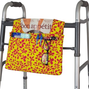 Walker Bag Yellow Walker Caddy Christmas Gift Mobility Accessories Designer Walker Tote Rollator  Aid Assisted Living Nursing Home Gift