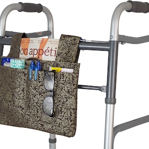 Designer Walker Caddy Gold Tote Bag Mobility Accessories Best Gift for Mom Senior Grandma Surgery Top Assisted Living Mother’s Day Gift