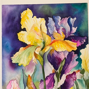 アイリスの花の水彩画 | 手描きのピンクの花のアート | ウォールアート | ギフトのアイデア" #水彩画 #花のアート #ホームデコレーション