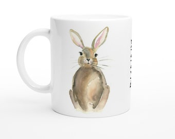 The Bunny Ceramic Mug White 11oz Ceramic Mug-Printed from Hand-Painted Watercolor Art