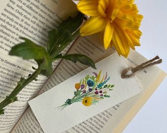 Hand-painted bookmarks, Watercolor Art, Flower Artwork- Original Watercolor Painting Bookmark