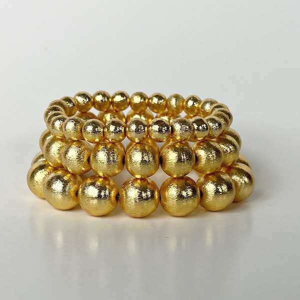 Poppy | 14k Brushed Gold Bracelet | Gold Ball Chunky Bracelet Stack