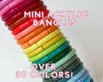 Thin Acrylic Tube Bracelet, Acrylic Bracelet Waterproof, Rainbow Bracelet Stack, Acrylic Tube Bead Bracelet Stack, Resin Bracelets for Women