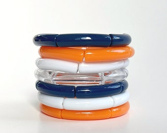 Batter Up | Orange and Blue Acrylic Tube Bead Bracelets for Houston Astros | Stros Game Day Apparel for women | Navy and Orange Jewelry