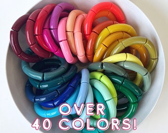Acrylic Tube Bracelet  | Colorful Acrylic Bracelet Stack | Summer Jewelry Waterproof | Colorful Bracelets For Women | Rainbow Bracelet