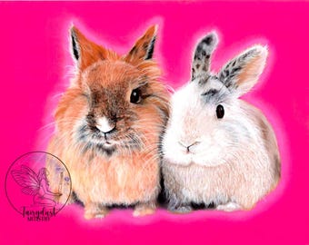 Bunny rabbits Original art Print