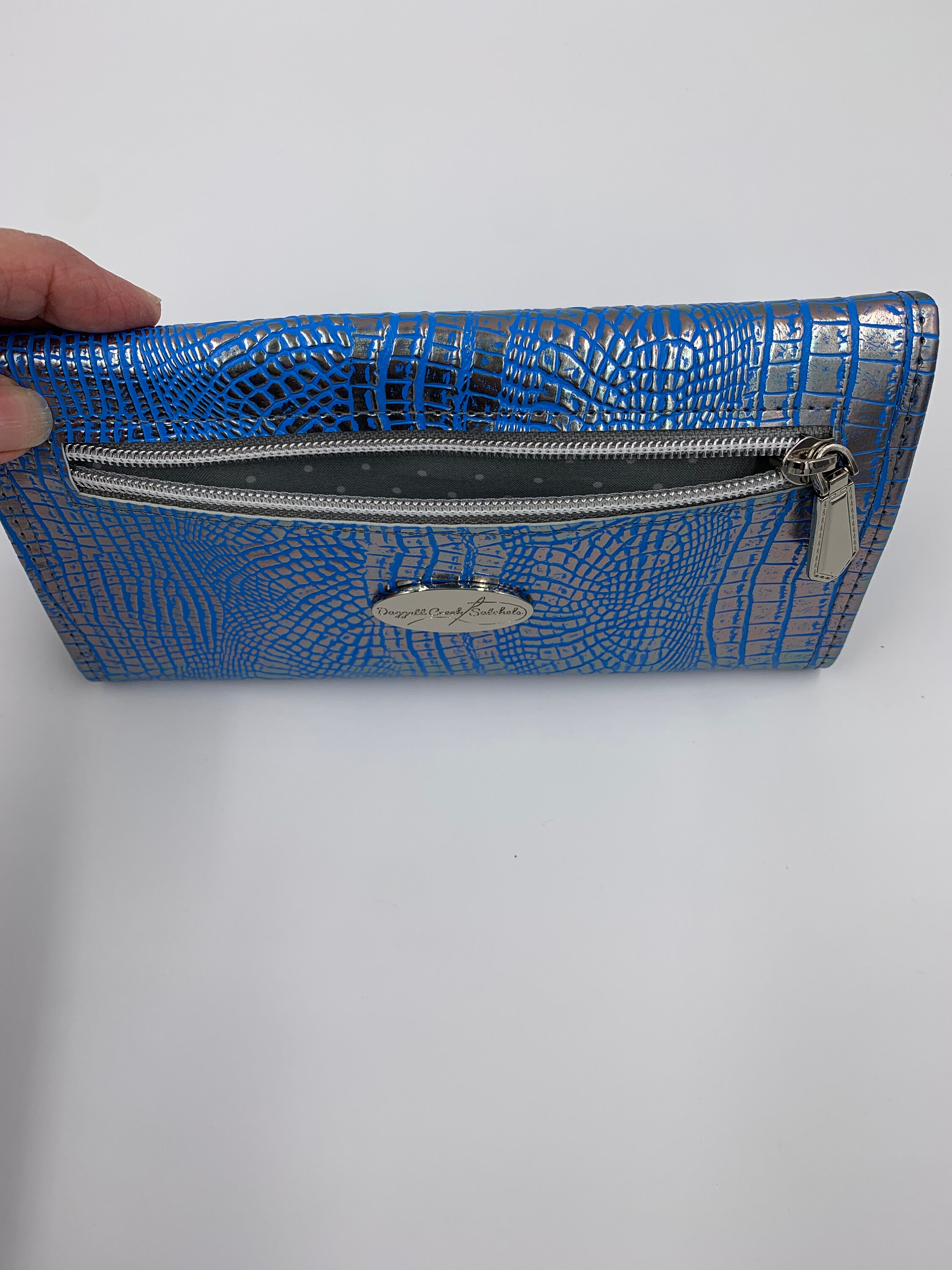 Ladies Architect Wallet, Slim Wallet, Rio Reptile Blue Croc Faux