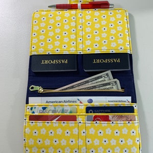 Family Travel Organizer, Handmade, Floral Waterproof Canvas