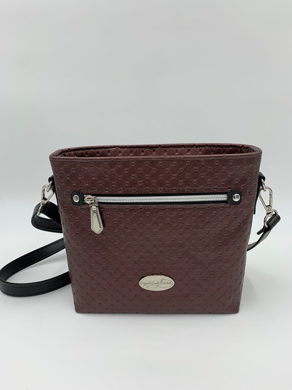 DB Crossbody Shoulder Handbag Burgundy Dimples Faux Leather Etsy