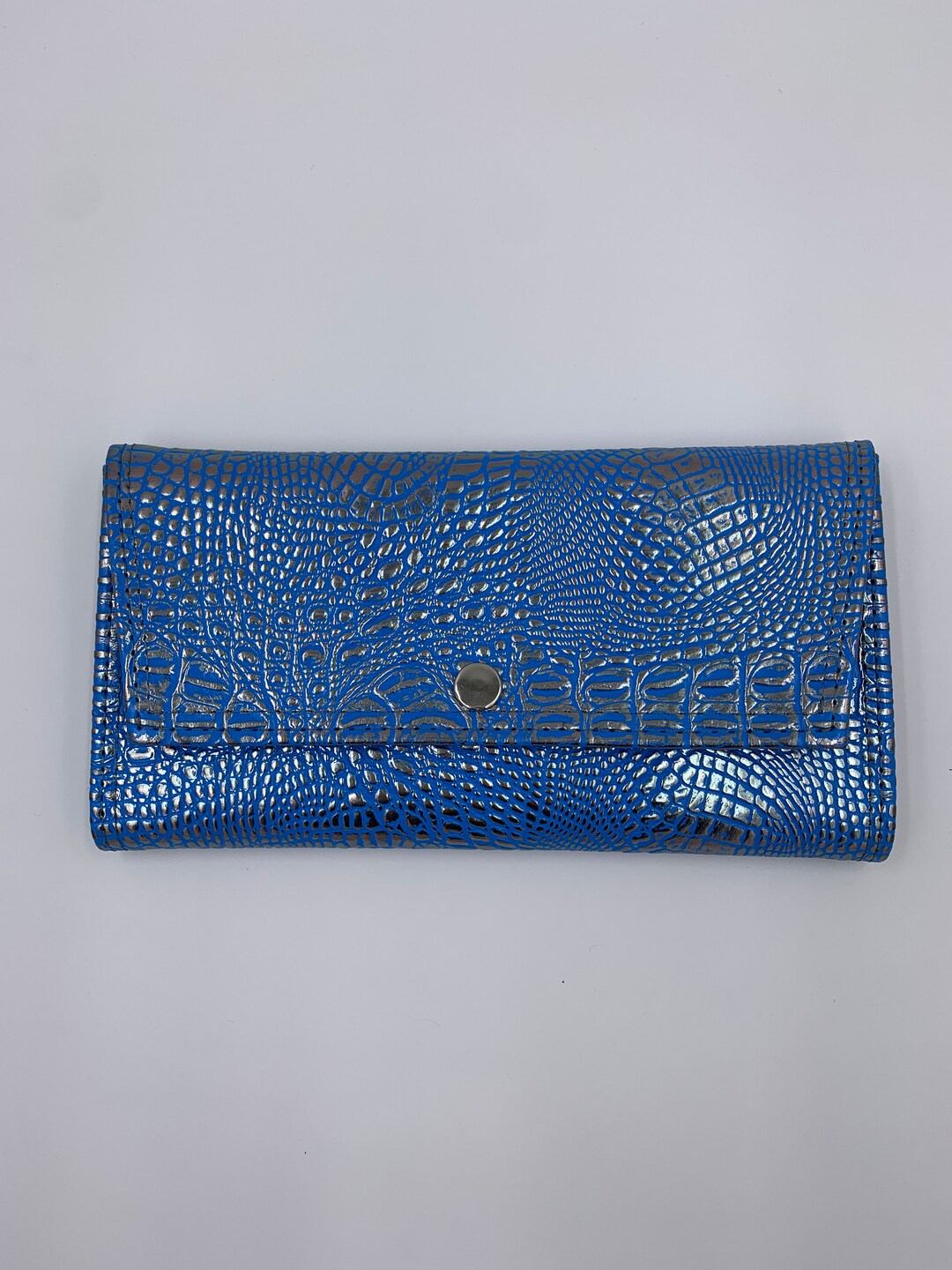 Ladies Architect Wallet, Slim Wallet, Rio Reptile Blue Croc Faux