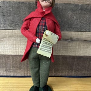 Byers Choice Carolers Traditional Man with Sheet Music In Red