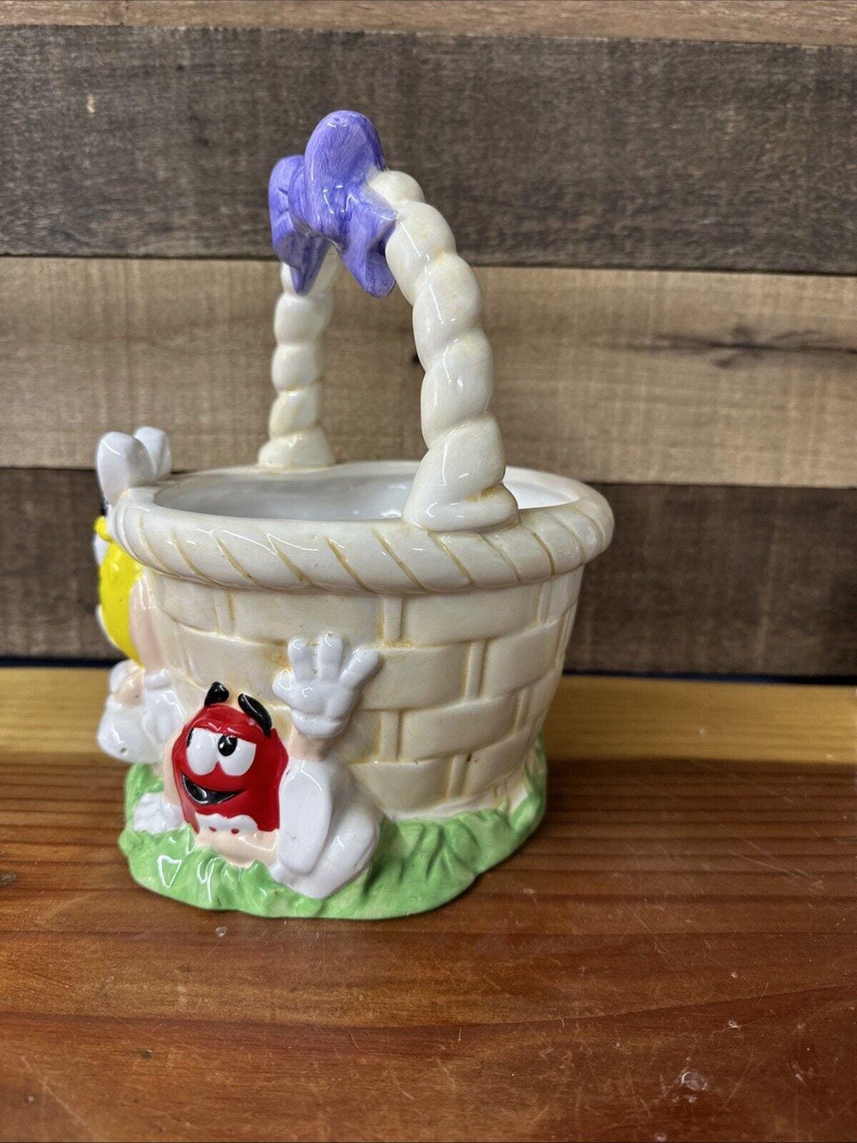 Red Yellow M&m's Mars Candy Ceramic Easter Basket Mars/ftd Planter