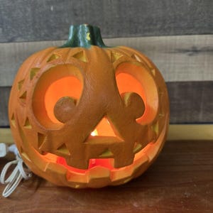 1995 Trendmasters Jack O Lantern Halloween Pumpkin Light Up Foam - 9&quot; Tall