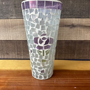 Tall mosaic flower vase