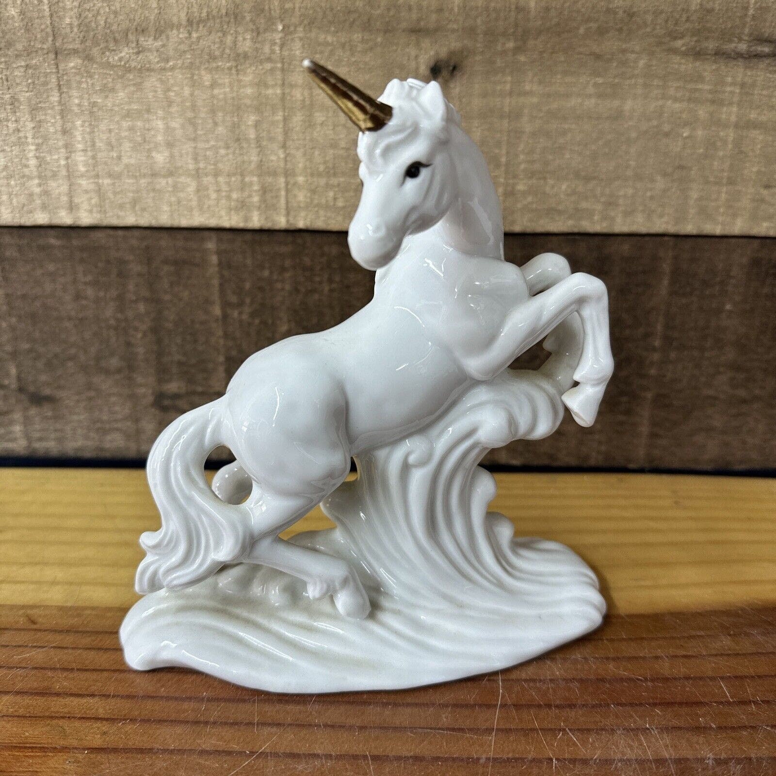 Vintage White Unicorn Figurine Gold Horn Porcelain / Ceramic 6” - Etsy