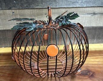 Oak And Olive Metal Pumpkin Candle Holder