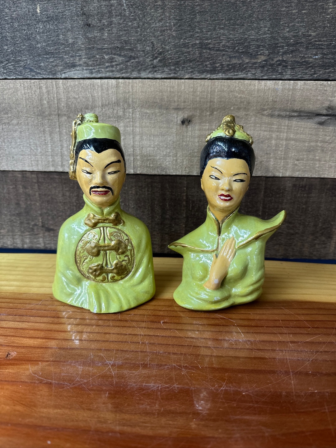 Vintage Asian Figurine Busts Mid Century Modern Mcm Etsy