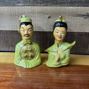 Vintage Asian figurine busts mid century modern mcm