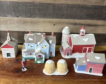 1993 The Country Memories Collection Limited Edition Christmas Village 6 Pc Set