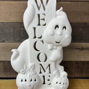 Welcome Ghost Pumpkins Unpainted Ceramic Bisque Ready To Paint 16”