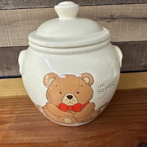 Treasure Craft I&#39;m Stuffed Teddy Bear Cookie Jar Vintage Collectible Kitchenware