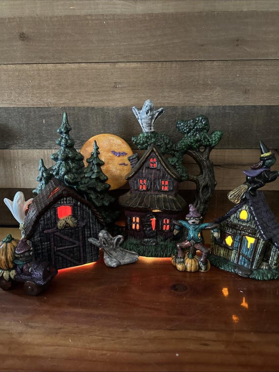 Vintage Glenview Ceramic Handpainted Halloween Village 7pc - Etsy