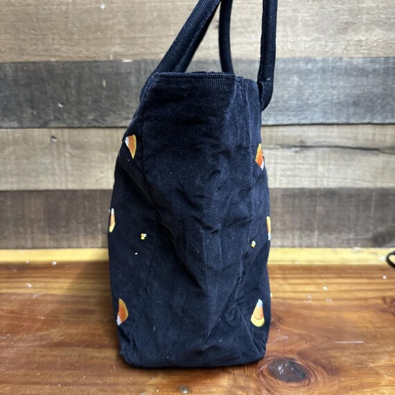 Candy Corn Embroidered Black Corduroy Bag View 5