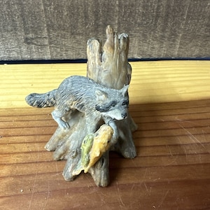 Lowell Davis Creek Bank Bandit Raccoon Fishing Signed Figure