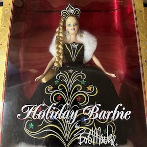 Barbie navideña de Mattel de Bob Mackie, colección de Barbie de 2006, con defectos