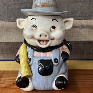 Farmer Pig Cookie Jar - Etsy