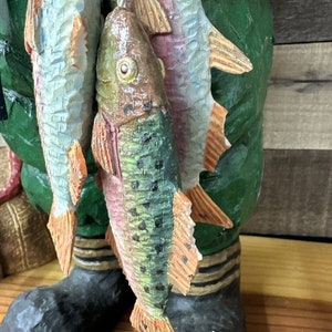 Grandeur Noel Collector’s Edition Fisherman Santa Set Fish Net Basket 21.5” Tall image 2