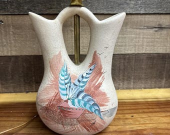 Art Pottery Wedding Vase Native American Navajo Signed Handpainted Table Lamp