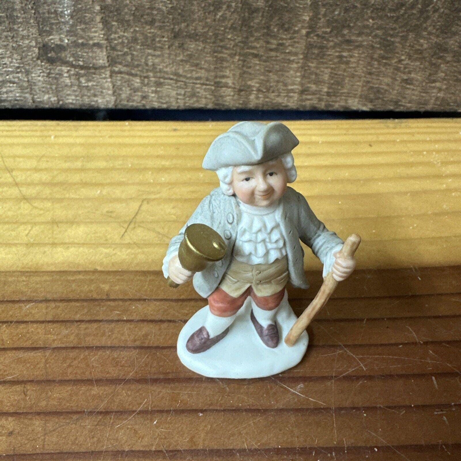 Vintage Lefton Colonial Village Figurine #00670 Old Ben the Bell Ringer ...